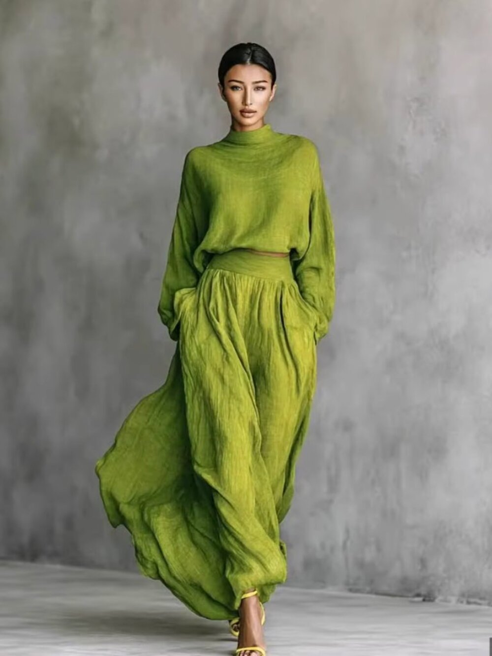 Chartreuse Linen Set